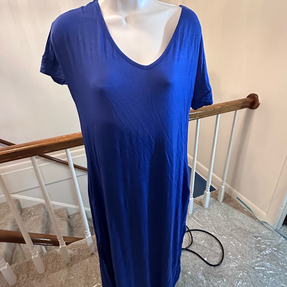 V-Neck Blue Dress
